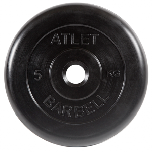 Диск для штанги 5кг d=26мм черный MB-AtletB26-5 MB Barbell
