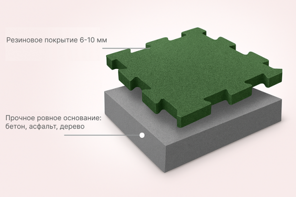 Резиновое плитка 50х50х0,6см Пазл черный 11042 IronBull